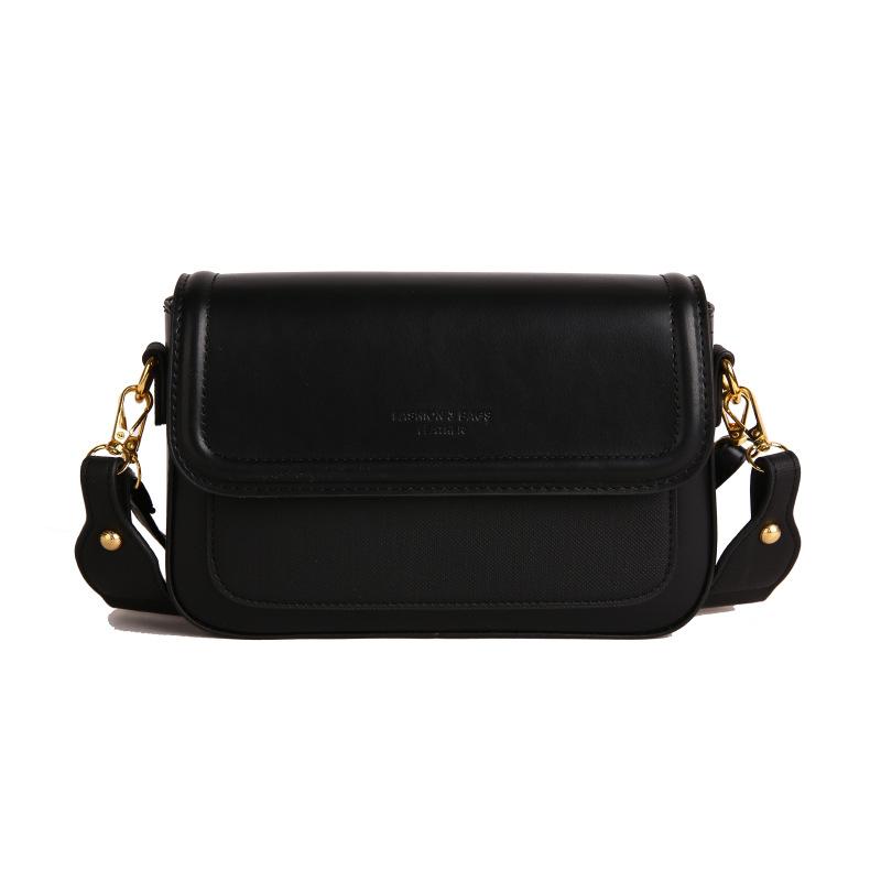 New simple solid color women's bag texture popular Japanese contrasting color shoulder bag niche foreign style messenger bag
