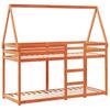 Bunk Bed with Roof Wax Brown 80 X 200 Cm Solid Pine Wood