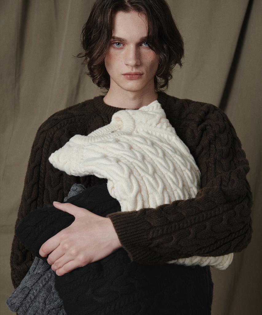 GLW Raglan Zopfmuster Braun