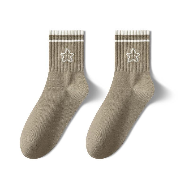 

Женские гольфы до середины икры, однотонные с хлопковой подошвой, весенне-осенние полосатые носки для девочек, лоферы, длинные носки, спортивные хлопковые носки для осени и зимы 1 pair серый/зелёный