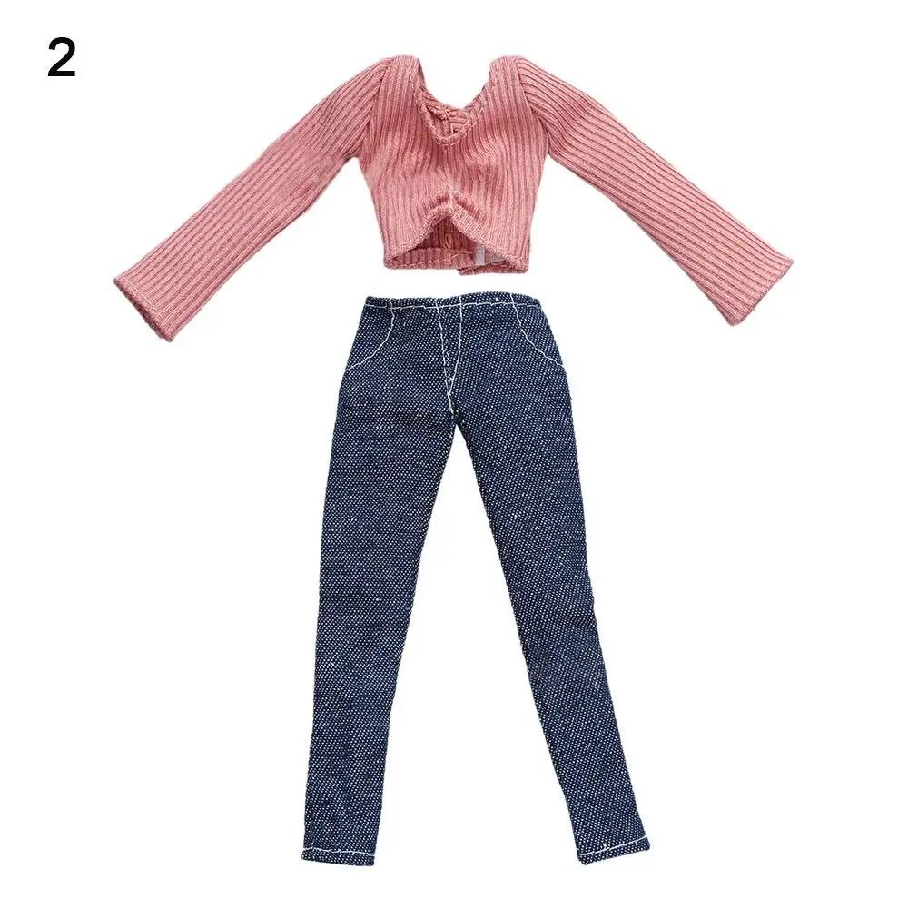 30CM Doll Clothes Suit Fashion Tops Sweater High Waisted Jean Pants Vest Skirt Set For 1/6Bjd Dolls Accessories Kids Toys