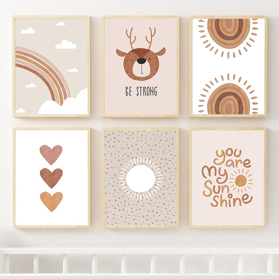 

Мультяшные цифры, солнце, облако, радуга, декор для детской комнаты, настенные постеры и принты, настенная живопись на холсте, настенные картины, декор для комнаты 21X30cm No Frame