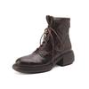 Fashion NEW Autumn/Winter Women Boots Genuine Leather Shoes for Women Round Toe Chunky Heel Shoes Lace-up Riding Boots Black Ankle Boots