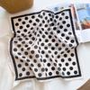 Versatile Korean Version Polka Dot Silk Cotton Small Square Scarf Women's Spring and Summer Thin Breathable Silk Cotton Blended Silk Scarf Simple Sca