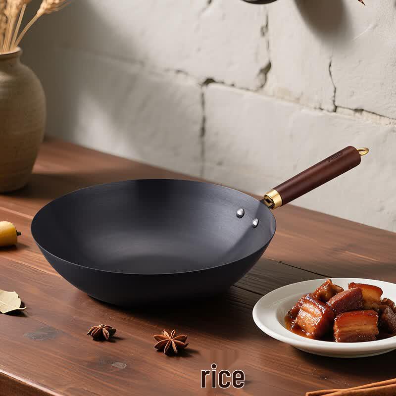 ASD Golden Uncoated Refined Iron Wok