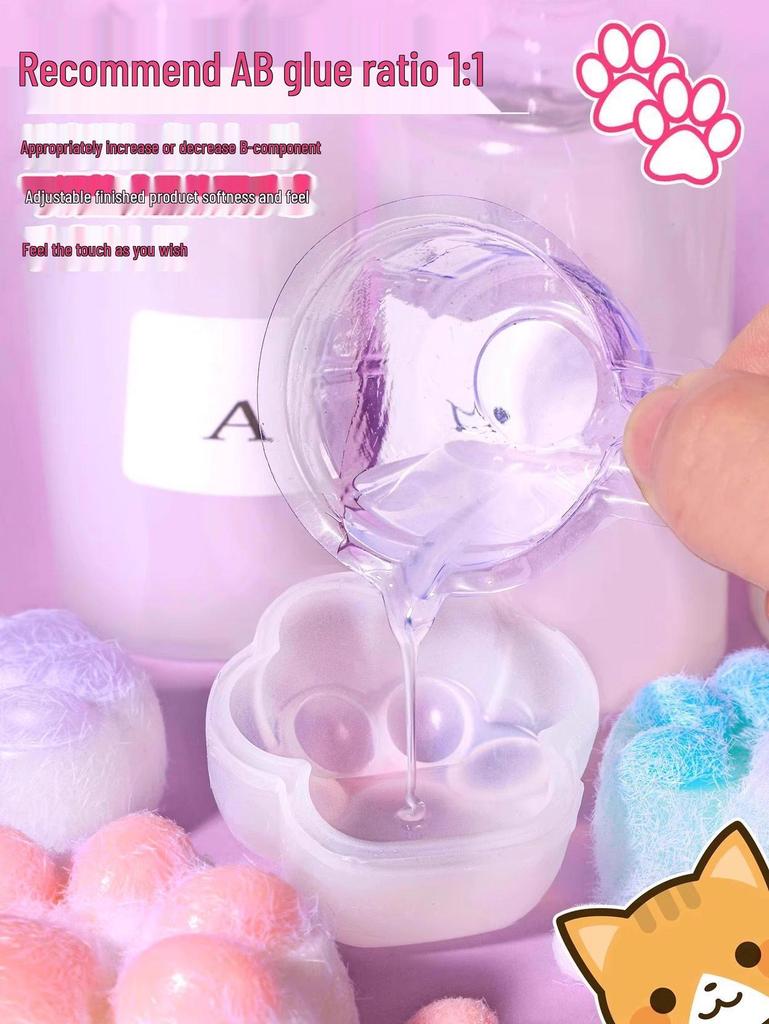 Children's DIY Cat Paw Silicone Stress Relief Squeeze Toy Kit