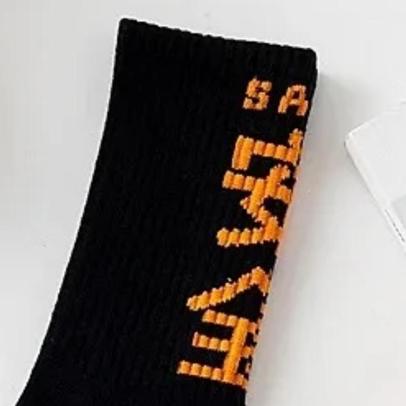 Hip Hop Socks Mens High Quality Cotton Harajuku Tactical Socks Streetwear Casual Skateboard Sock Unisex Black Oragne
