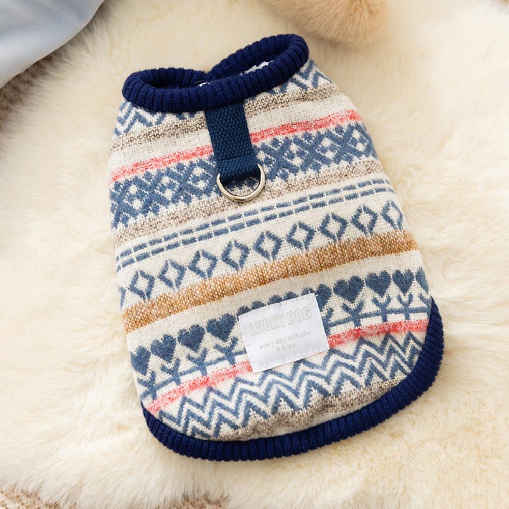 Retro Snowflake Vest Cotton Coat Small Dog Cat Autumn and Winter Thickened Pet Dog Clothes