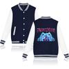Fashionable Women's Baseball Jacket Contrast Color Cardigan Jacket