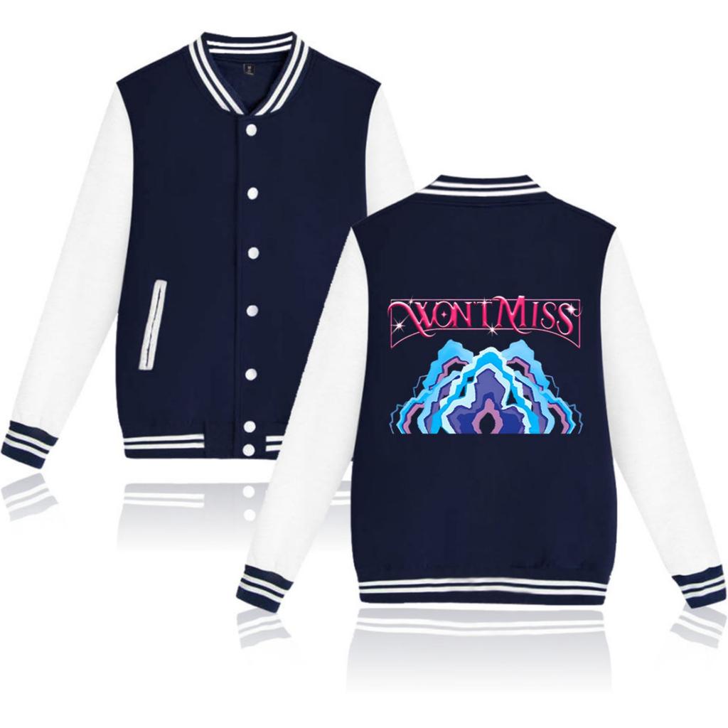 Fashionable Women's Baseball Jacket Contrast Color Cardigan Jacket