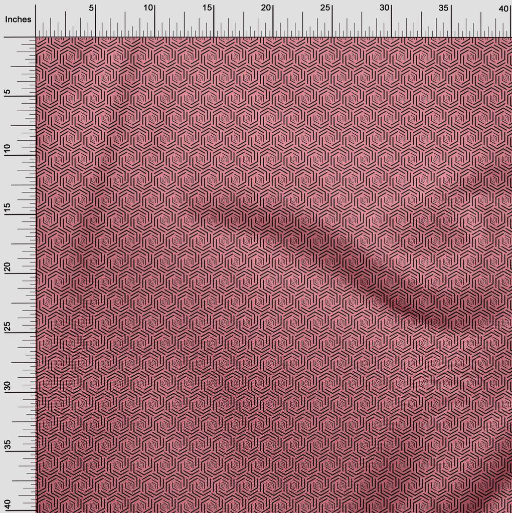 oneOone Cotton Flex Light Pink Fabric Geometric Lines Heptagon Sewing Craft Projects Fabric Prints By Yard 40 Inch