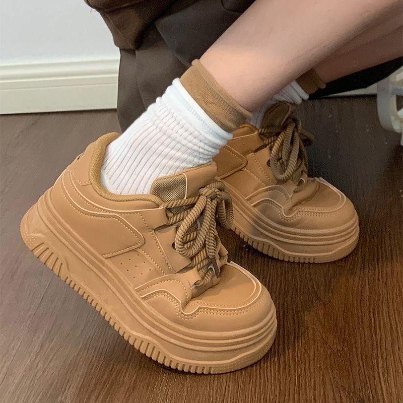 Fashion Women's Shoes High On Platform Lace Up Round Toe Spring Autumn Retro Ladies Footwear Daily Routine Designer Luxury Y2k Fashion