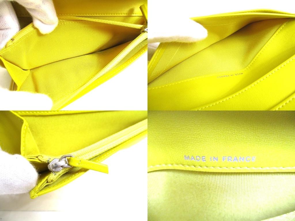 Authentic CHANEL Yellow Lamb Leather Flap Long Wallet Purse #a368   Refurbished