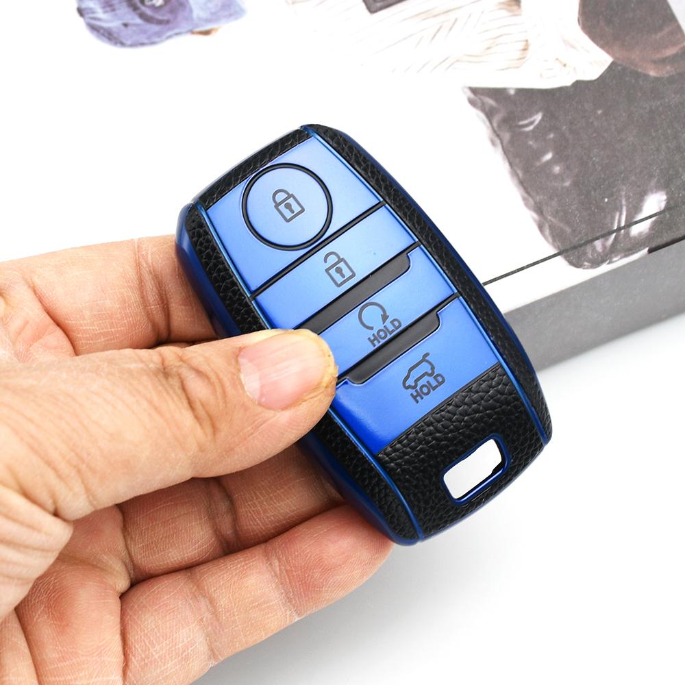 Leather Tpu Car Key Case Cover For Kia Sorento Sedona Picanto Soul Rio5 Ceed Sportage Cerato Optima K2 K3 K4 K5 Rio Shell Fob