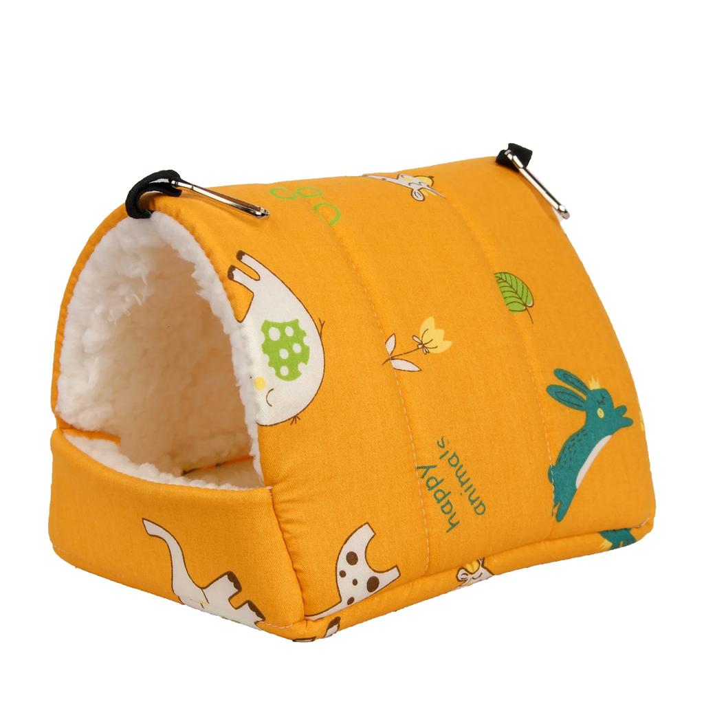 1 pezzo Stampa Carina Uccello Letto Gabbia Mini Coniglio Scoiattolo Tappetino Porcellino d'India Nido Hamster Casa Piccolo Animale Letto per Dormire Gabbia Sospesa per Animali Domestici