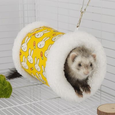 Pet Sleeping Bed Super Soft Hamster Plush Tunnel Warm Fluffy Hamster Hammock Cozy Thickened Pet Cage Nest for Pet Cage