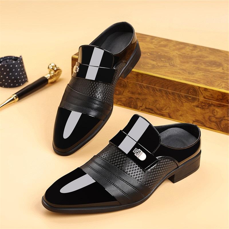 Fashion New Men White Brown Breathable Half Slippers Driving Shoes Casual Pu Leather Mules Moccasins Loafers Zapatos Hombre