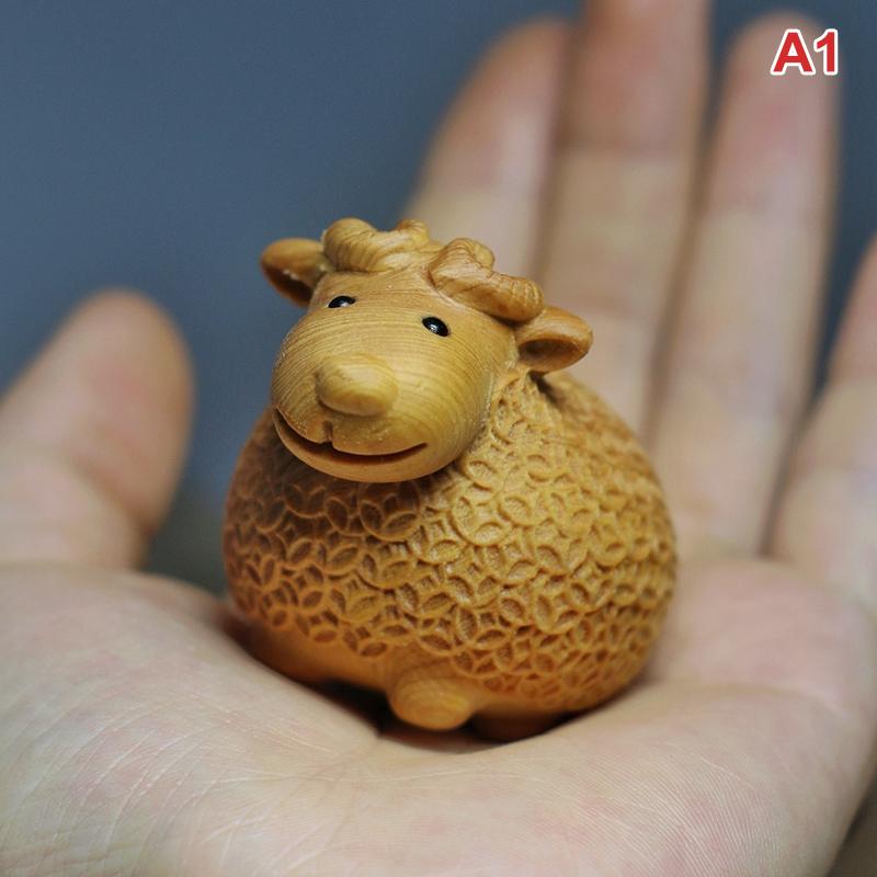 2027 Zodiac Goat Wooden Ornament Desktop Car Decor Sheep Statue