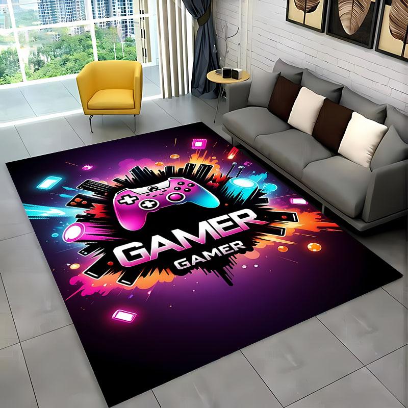 Karpetti Unisex Cartoon Gamer Game Gamepad Area Rug, Carpet Rug For Living Room Kids Bedroom Sofa Kitchen Doormat Decor,Child Non-Slip Floor Mat