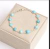 Natürlicher Larimar Runder Edelstein Handgefertigtes Tennisarmband Charm Schmuck, 925 Sterlingsilber Unisex Armband