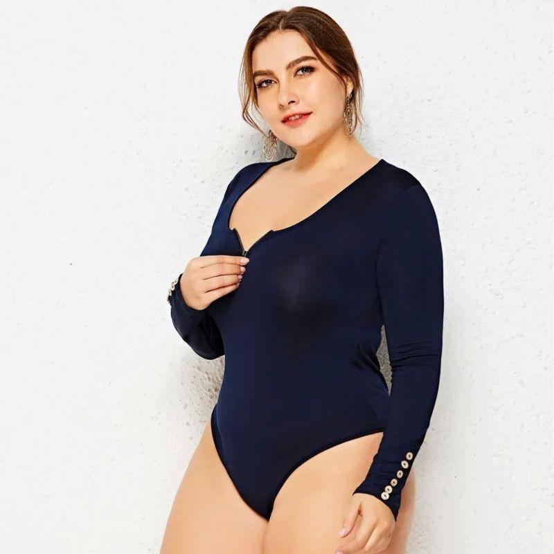 Комбинезон с длинными рукавами на молнии, базовая футболка, комбинезон с длинными рукавами на молнии, нижняя футболка Blue 6XL(6XL)