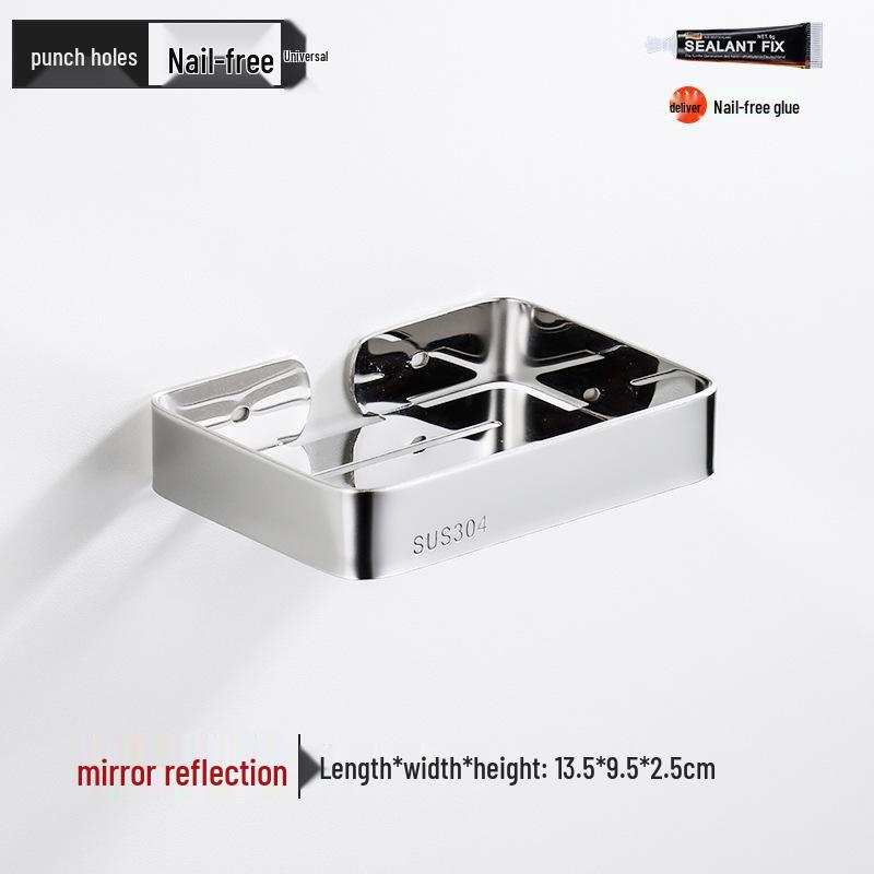 304 Stainless Steel Wall-Mounted Draining Soap Holder - No Water Accumulation for Hotel Use.