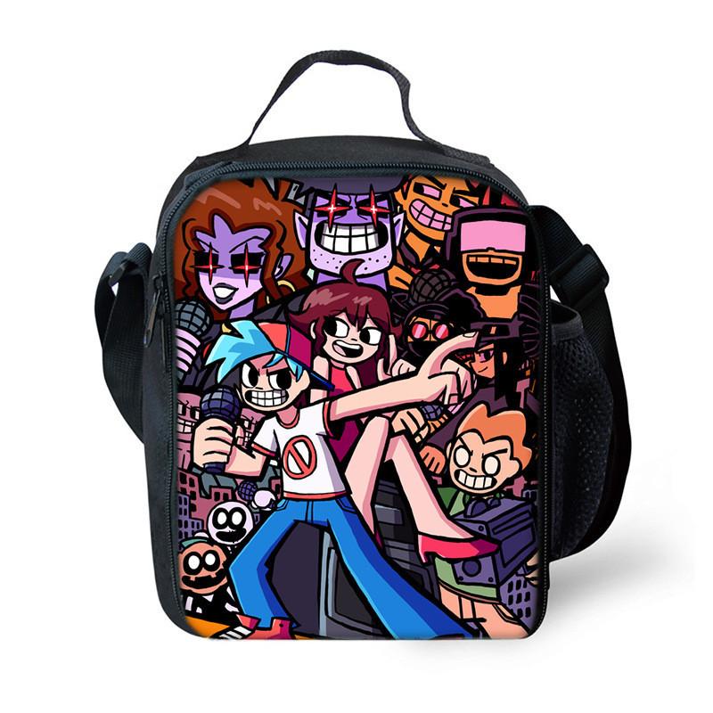 Funkin Night Friday Fnf Lunch Bags Thermal School Handbag For Kids Single Strap
