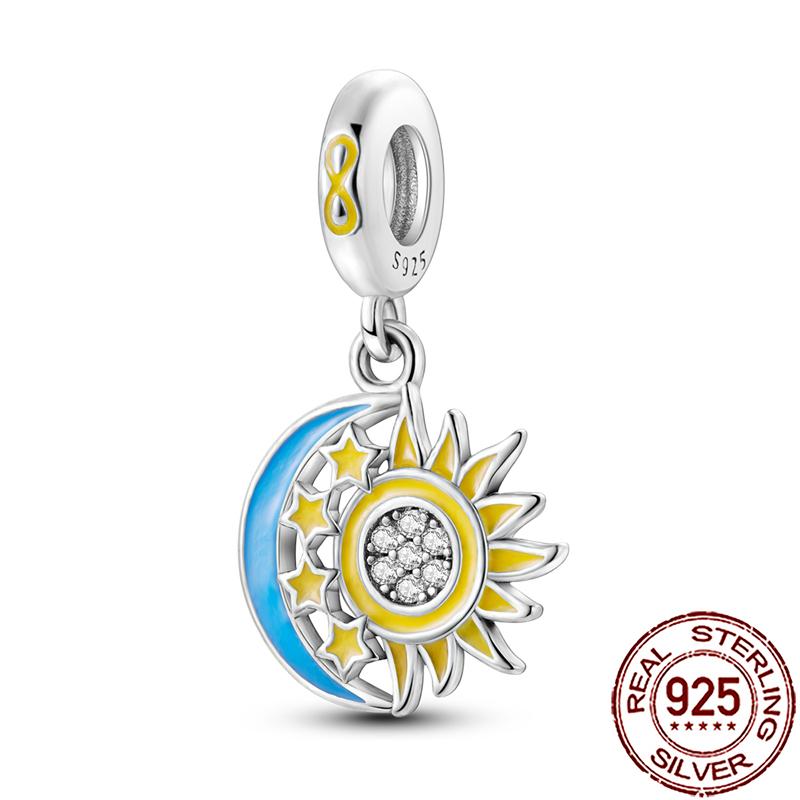 Charms Copper Moon Star Night Sky Galaxy Celestial Dangle Beads Fit Snake Chain Bracelet Necklace Women Diy Jewelry