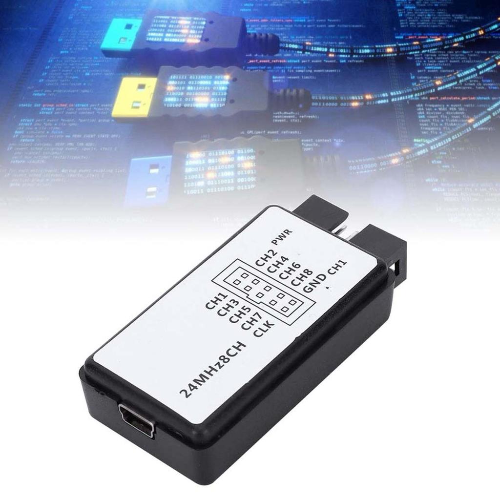 USB Logic Analyzer Device Set Mini Digital Pocket Size 8 Channel Input Memory 24MHz