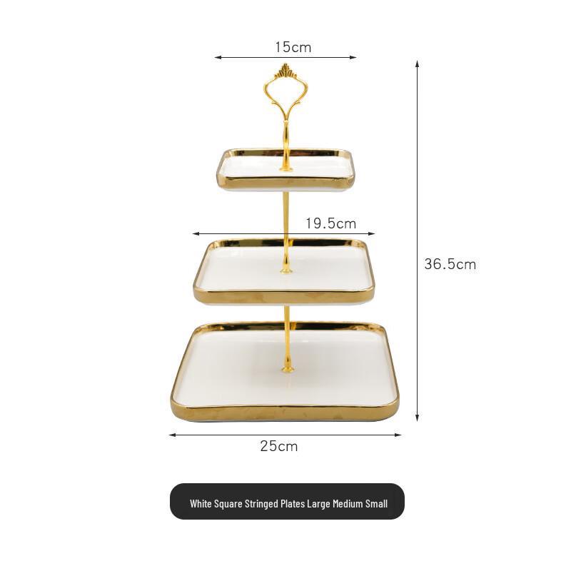 

Ceramic Gold-Edged Tiered Dessert & Cake Stand