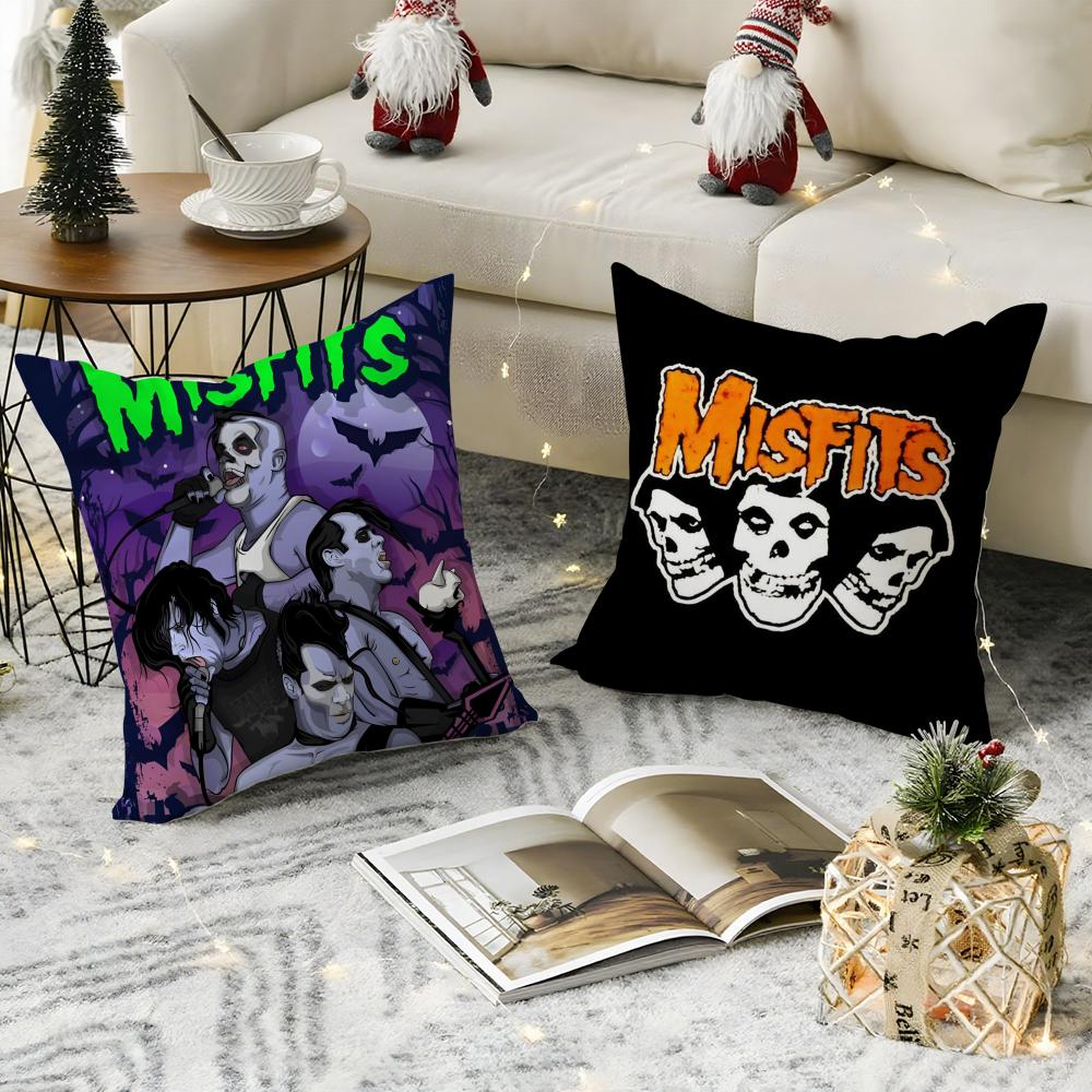 Funda de almohada Punk M-MisfitsS Rock Band, antiácaros, con cremallera invisible, de felpa corta y sedosa.