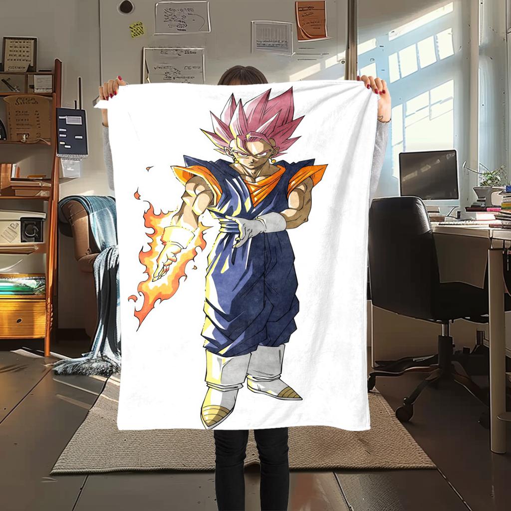 1PC Son Goku Print Flannel Blanket, High quality All Seasons, Home Decor, Warmth and Comfort, Perfect for Christmas Gifts