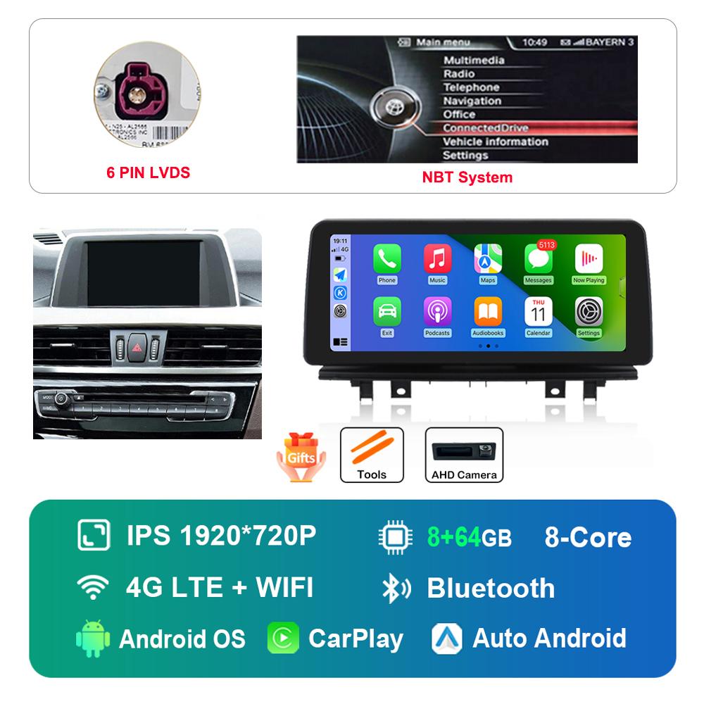12.3 Inch 1920*720P HD Touch Screen for BMW X1 F48 2016 - 2019 NBT EVO System Android Car Radio Multimedia Player DSP 4G WiFi