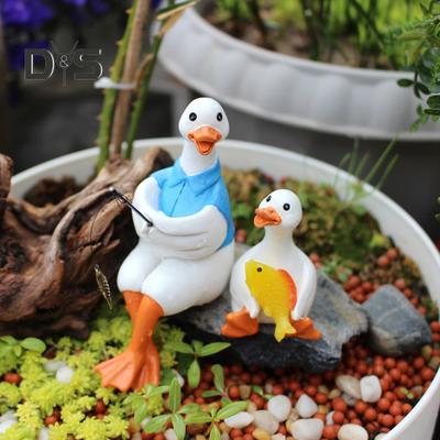 2 Stück süße Entenstatuen, wasserdicht, UV-beständig, lustige Cartoon-Ente, Gartenfiguren für drinnen und draußen