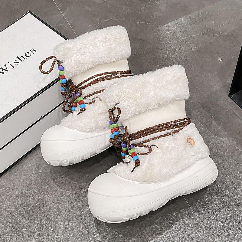 Fashion Snow boots, marlac boots, short hair long leg snow boots, winter style trendy thick-soled boots