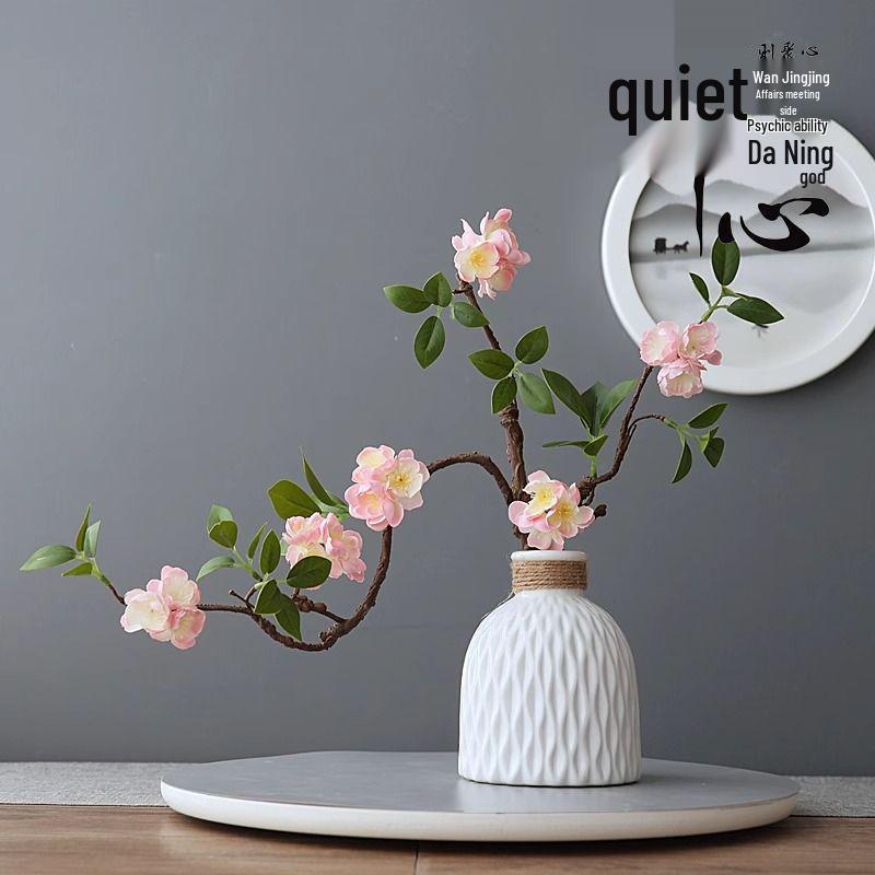 Zen Chinese Style Artificial Plum & Peach Blossom Flowers for Living Room & Foyer Decoration