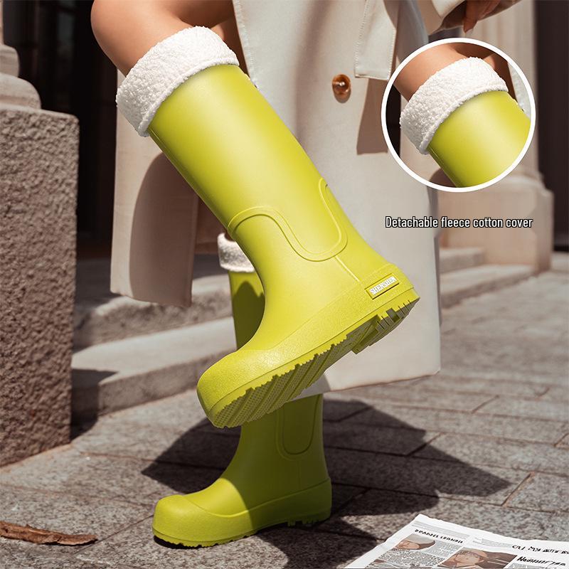 Women's Waterproof High-Top Rain Boots - Non-Slip, Wear-Resistant, Low Heel, Korean Style, Four Seasons Outdoor Use