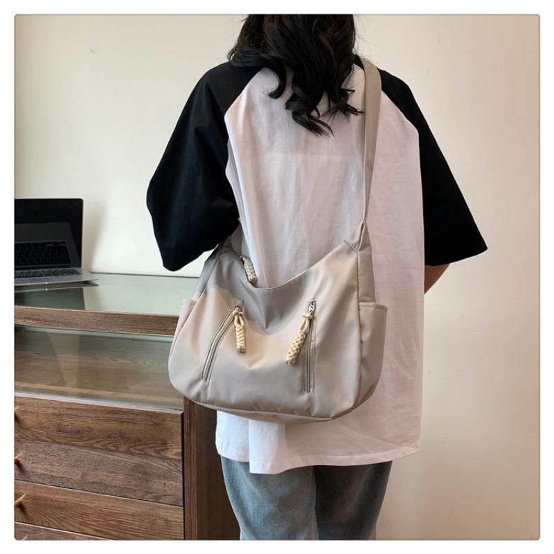 High Aesthetic Fashion Commuter Large Capacity Shoulder Bag Women Casual College Student Class Tote Bag Wide Strap Crossbody Bag