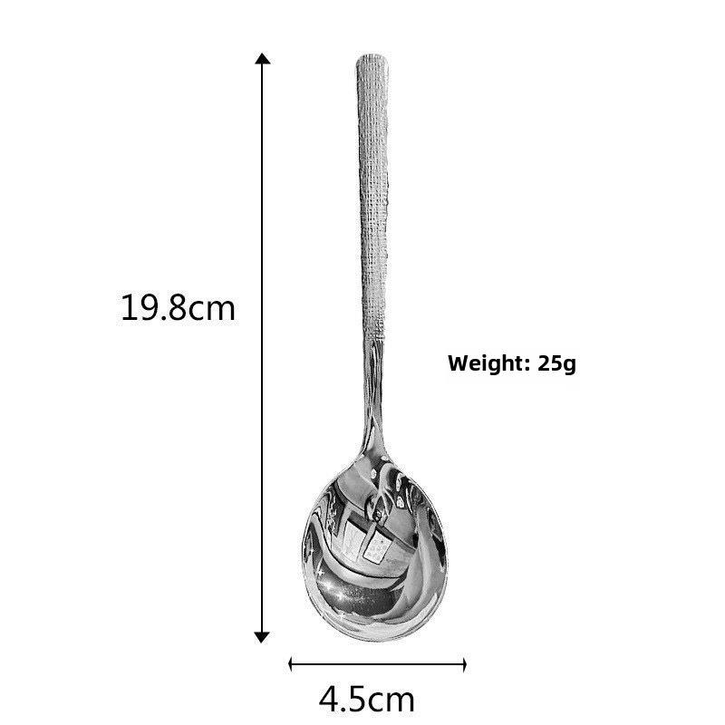 

Десертная ложка из нержавеющей стали с корейским узором «молоток» и длинной ручкой