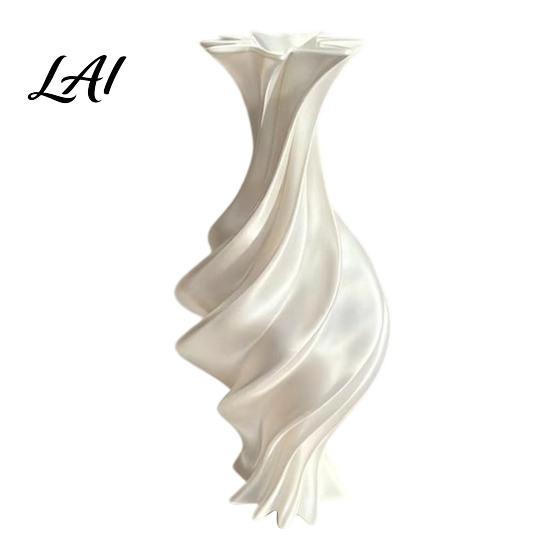 Living Room Table Ornament Modern Twisted Flower Vase 3D Printed Decorative PLA Eco Friendly Vase Artistic Centerpiece for Flowers Artificial Plants