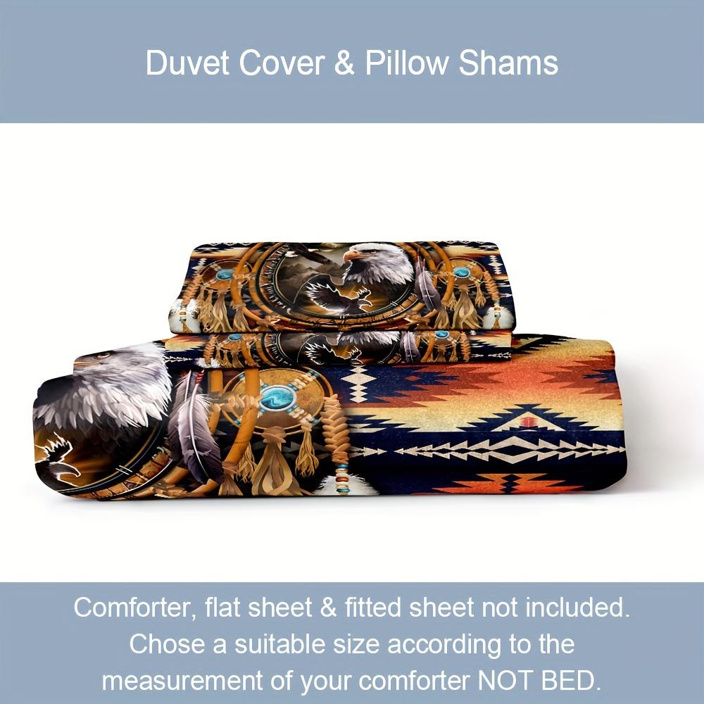 3pcs Tribe Duvet Cover Set Ethnic Style Dreamcatcher Eagle Print Aztec Bedding Set Soft Comfortable Duvet Cover For Bedroom