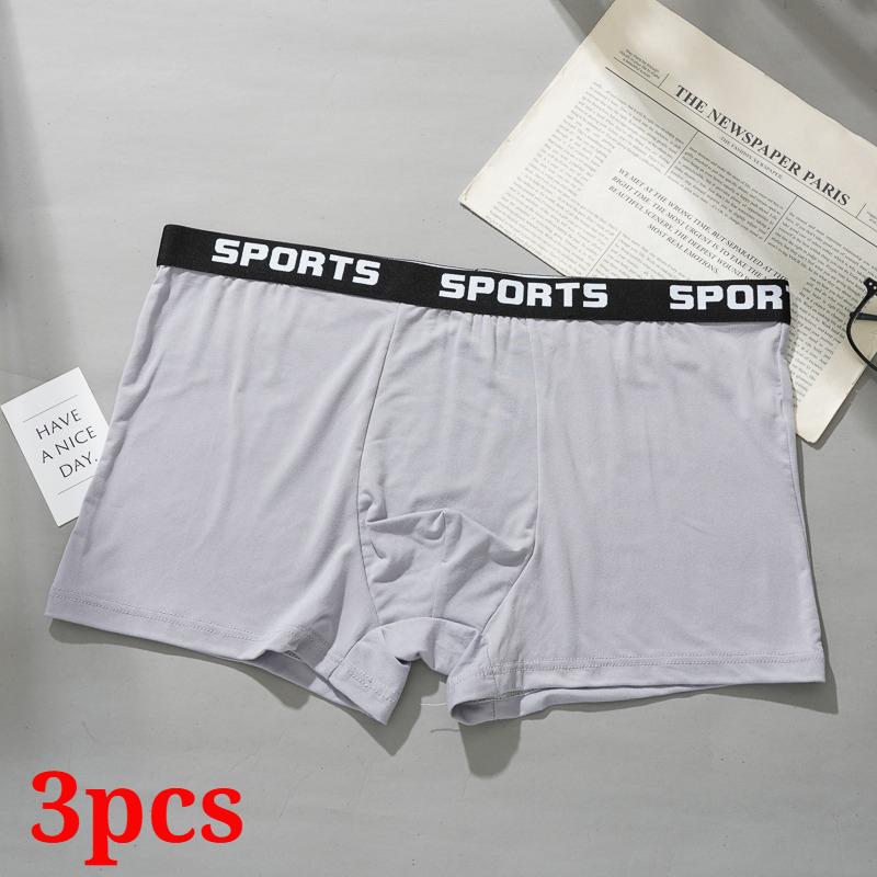 3 PCS Men's Cotton Seamless Boxer Solid Color Sport Underwear Soft Comfortable Shorts Underwear