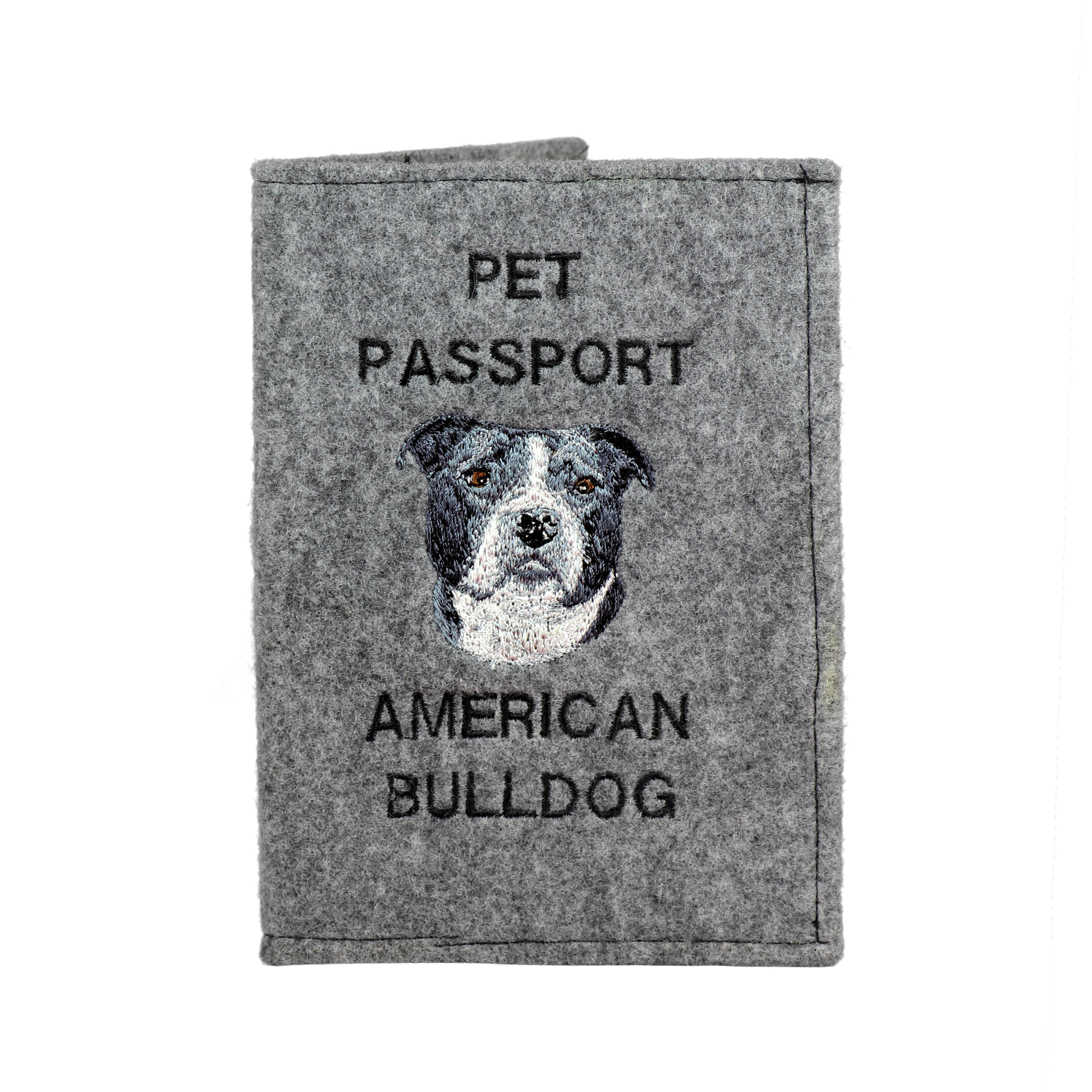 

American Bulldog, Old Country Bulldog - Dog passport case, document case, gift for the traveller from the Art-Dog brand сірий колір