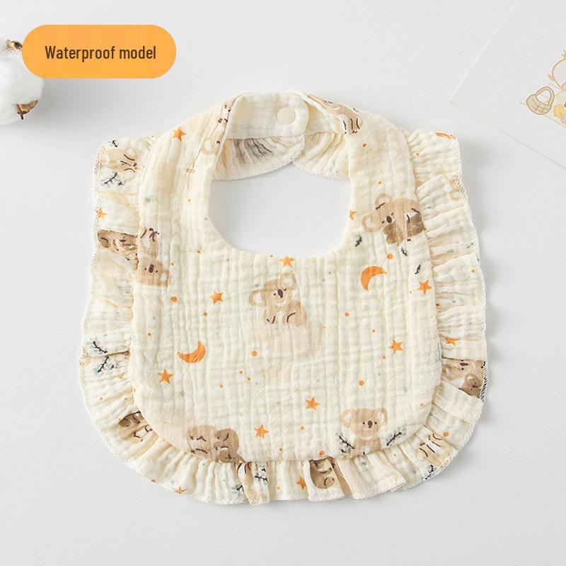 Ruffle Lace Waterproof Cotton Baby Bib (Seven-Layer Gauze)