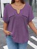 2026 Spring/Summer Plus Size Women's V-Neck Short Sleeve Solid Color Pullover T-Shirt
