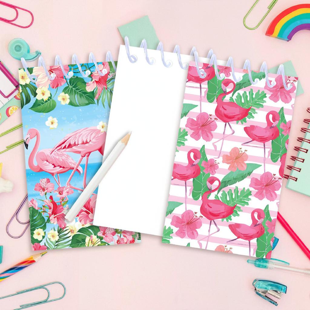 8pcs Hawaiian Flamingo Spiral Notebook Tropical Pocket Notepad Student Journal Mini Memo Pad For Business Gift School Supplies