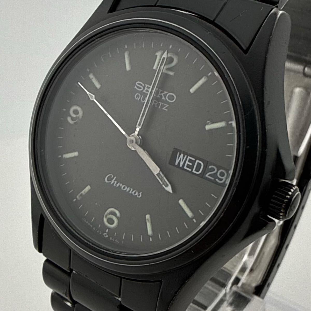 SEIKO Chronos 8123-6300 Мужские Мальчиковые Часы Кварцевые Рабочие Батарея Заменена [J48]