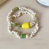 2pcs/set Exquisite Pear Bead Bracelet Sweet Bohemia Hand Chain Creative Fruit Stacked Bracelet  Gift
