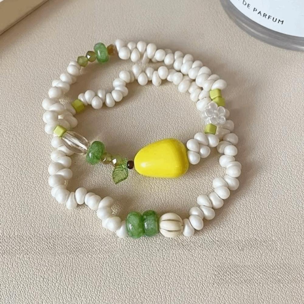 2pcs/set Exquisite Pear Bead Bracelet Sweet Bohemia Hand Chain Creative Fruit Stacked Bracelet  Gift