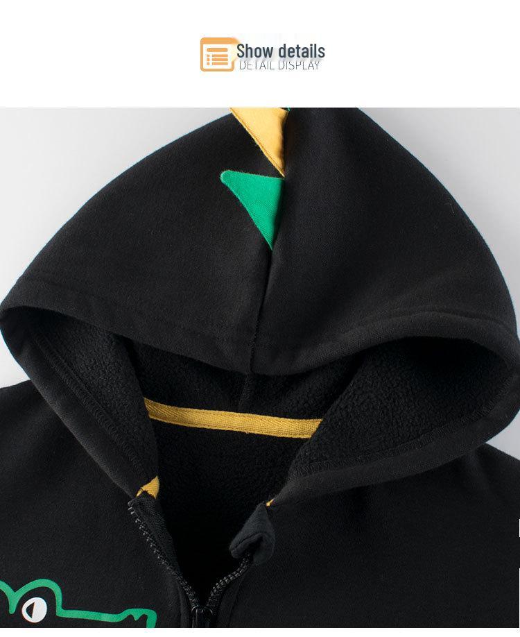 27kids Children's Autumn/Winter Zipper Fleece-Lined Sweatshirt for Baby Boys